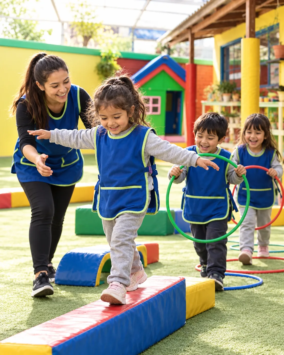 Imagen ilustrativa de niños y niñas participando en juegos de movimiento en Rukantú.